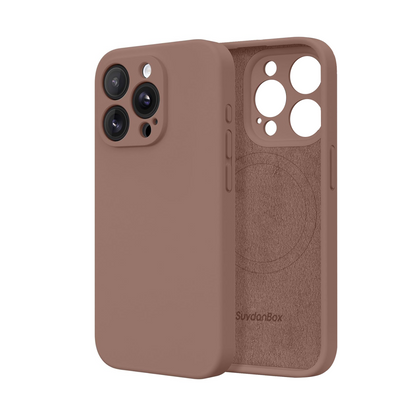 Magnetic for iPhone 15 Pro Case Silicone Brown