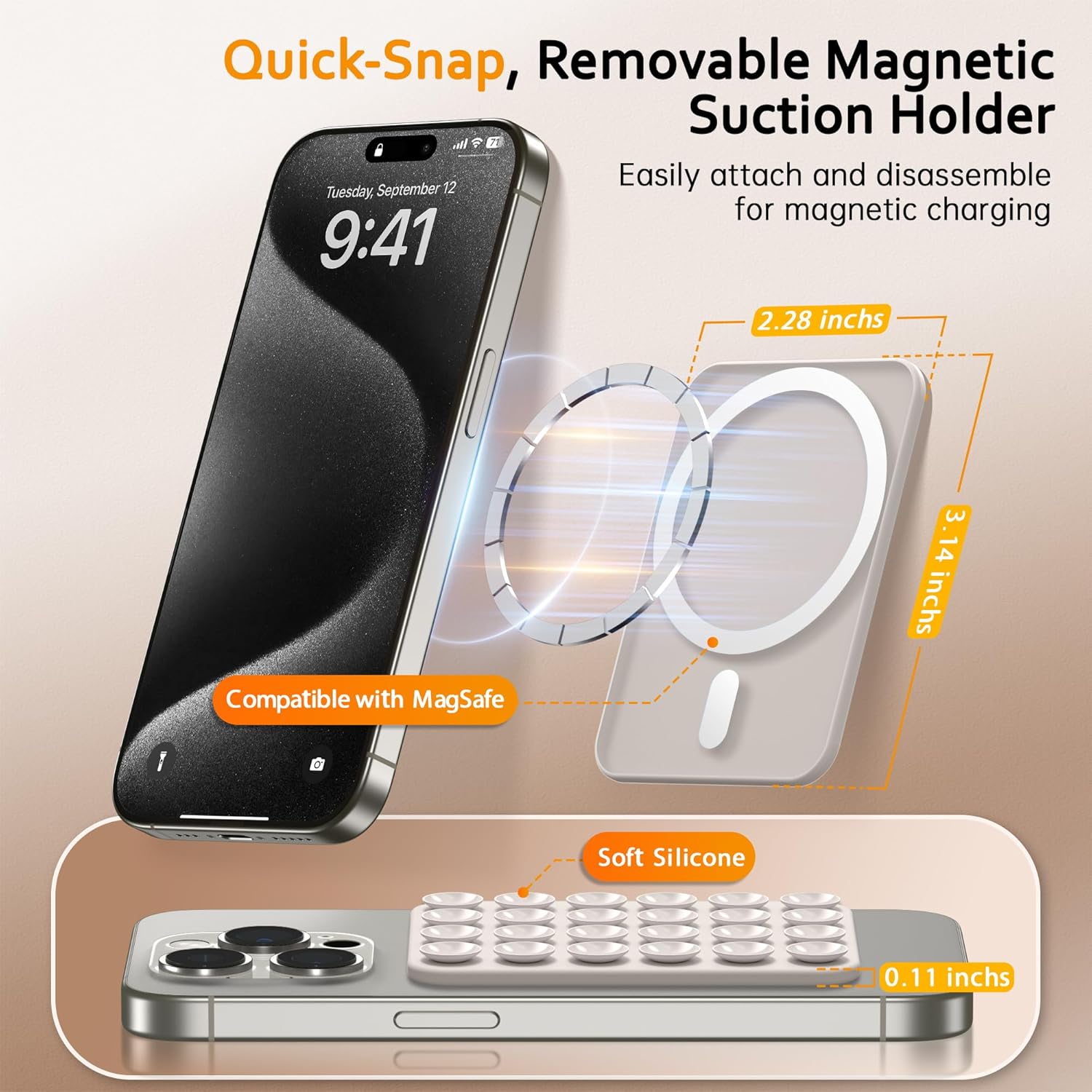 Magnetic Suction Cup Phone Mount Stone