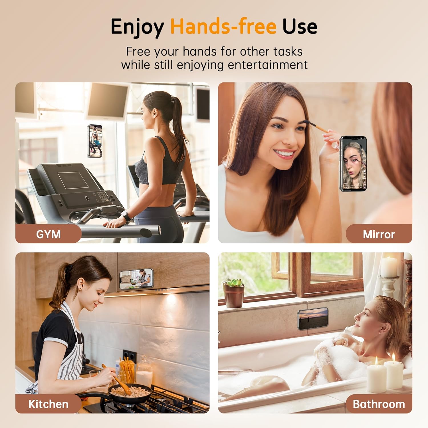 Magnetic Suction Cup Phone Mount Brown
